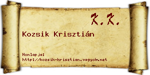Kozsik Krisztián névjegykártya
